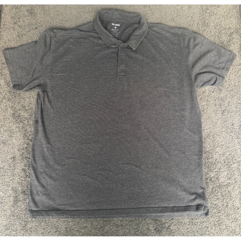True Classic Polo Shirt Men's Size XL Heather Gray Short Sleeve Pullover Outdoor